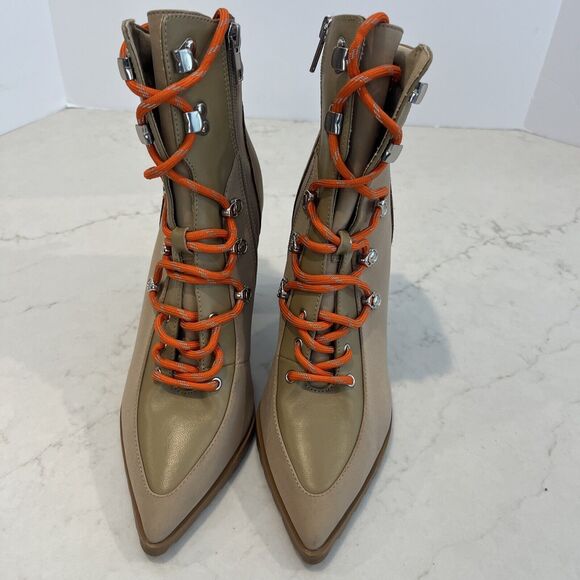 Steve Madden Boots Womens 9 M Karey Ankle Booties Boots Beige Fabric Leather - Picture 9 of 14